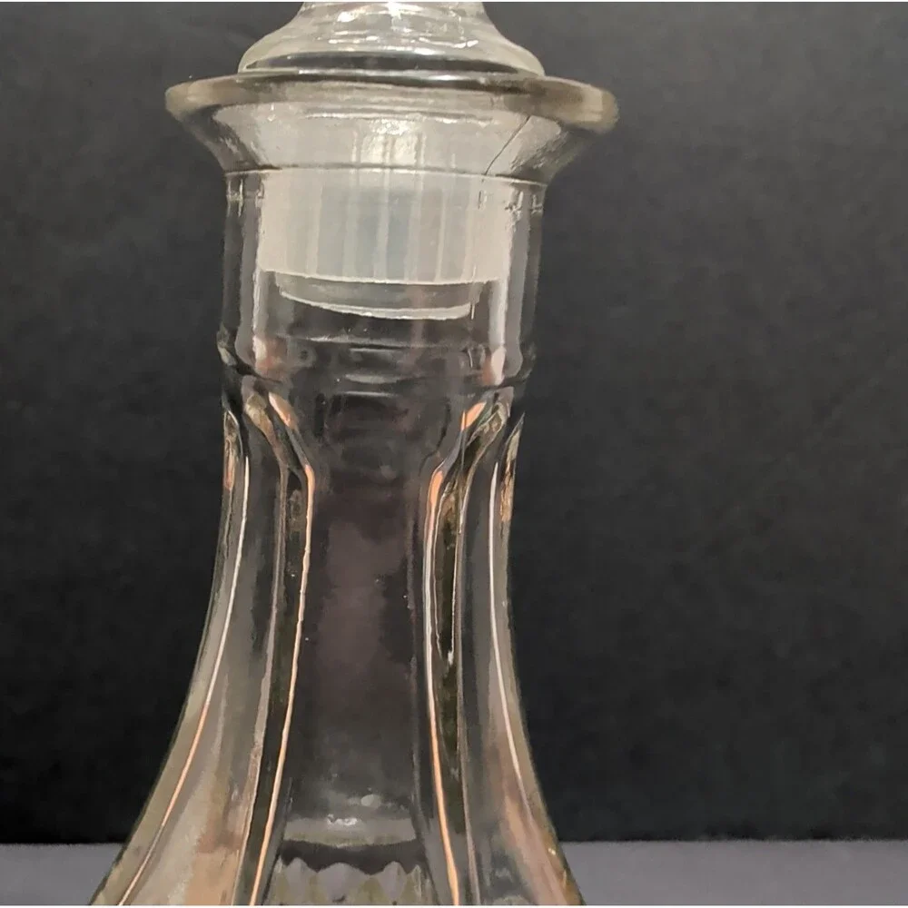 MCM Vintage Diamond Cut Glass Decanter Bottle Retro Barware Wine Cruet
